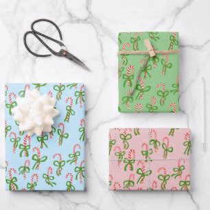 Cute Christmas Candy Canes Xmas Holiday Variety  Wrapping Paper Sheet