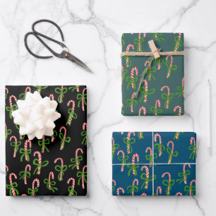 Cute Christmas Candy Canes Xmas Holiday Variety  Wrapping Paper Sheet