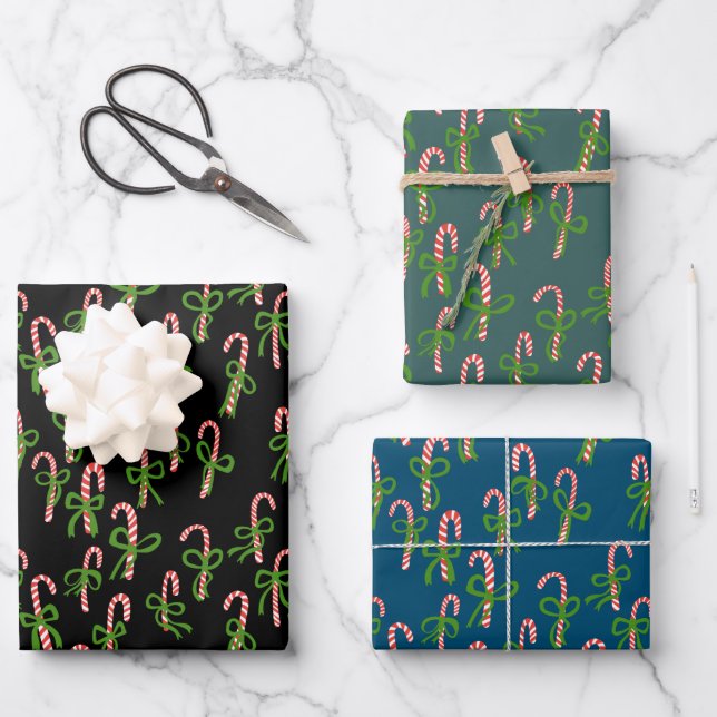 Cute Christmas Candy Canes Xmas Holiday Variety  Wrapping Paper Sheet (Front)