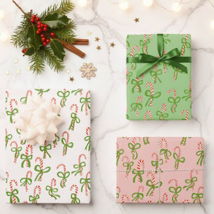 Cute Christmas Candy Canes Xmas Holiday Variety Wrapping Paper Sheet