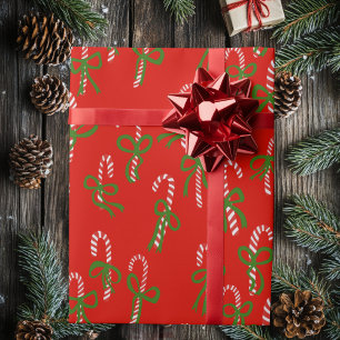 Cute Christmas Candy Canes Xmas Holiday Wrapping Paper