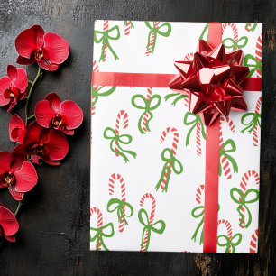 Cute Christmas Candy Canes Xmas Holiday Wrapping Paper