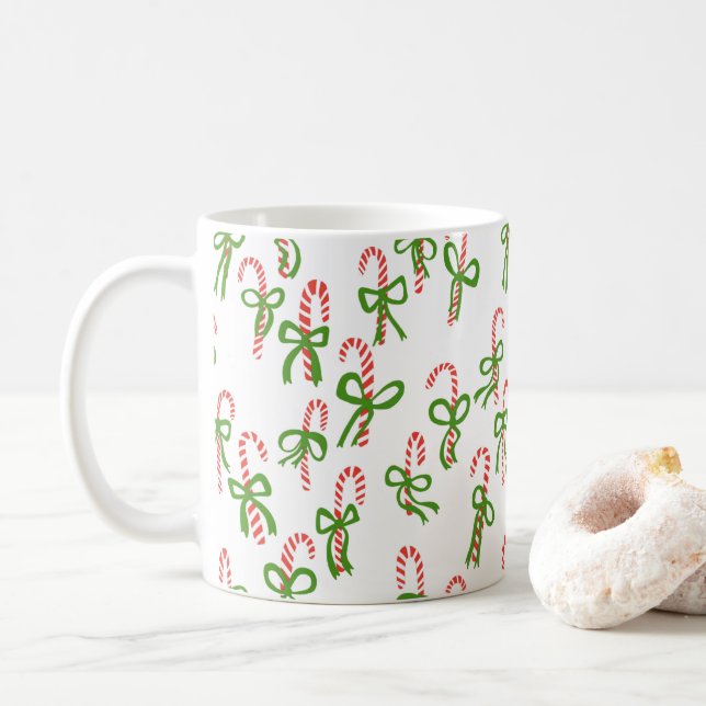 Cute Christmas Candy Canes Xmas Sweet Holiday Coffee Mug (With Donut)