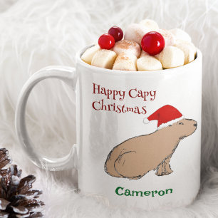 Cute Christmas Capybara Animal Santa Hat Coffee Mug