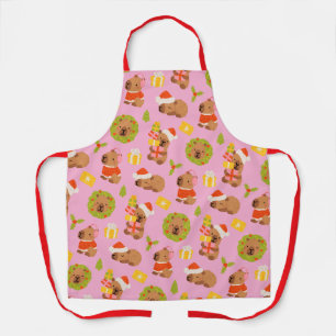 Cute Christmas Capybara Apron