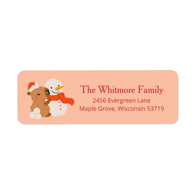 Cute Christmas Capybara Return Address (Front)