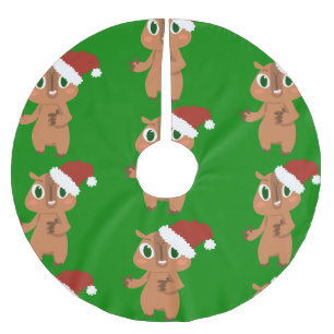 cute christmas capybara santa claus brushed polyester tree skirt