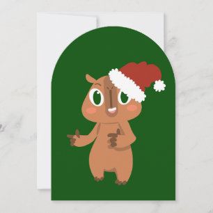 cute christmas capybara santa claus invitation