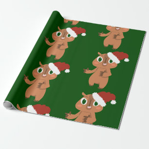 cute christmas capybara santa claus wrapping paper