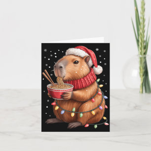 Cute Christmas Capybara With Ramen Bowl Holiday Te Card