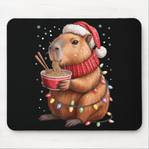Cute Christmas Capybara With Ramen Bowl Holiday Te Mouse Mat