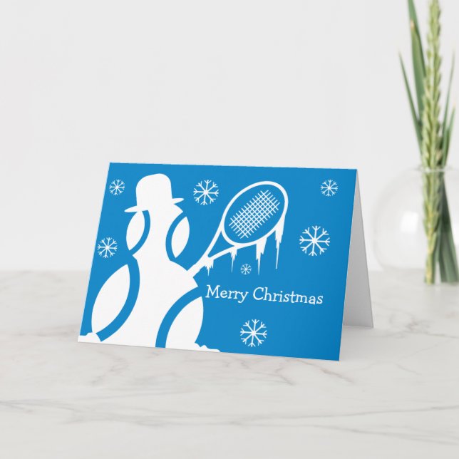 Cute Christmas card for tennis players - snowman (Front)