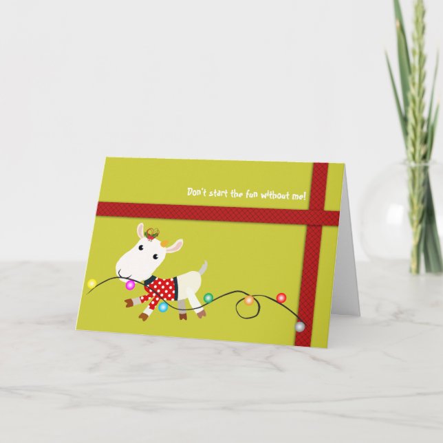 Cute Christmas Card (Goat Kid) - Customisable (Front)