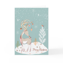 Cute Christmas card - reindeer with friends