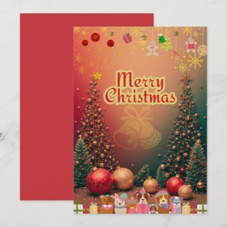 Cute Christmas card with dog illustrations ♡