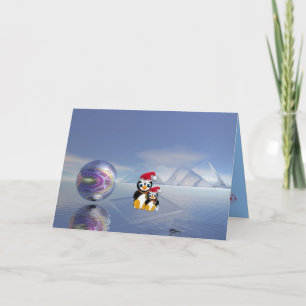 Cute Christmas card with Penguins and text