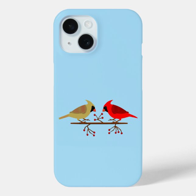 Cute Christmas Cardinals and Red Berries Case-Mate iPhone Case (Back)