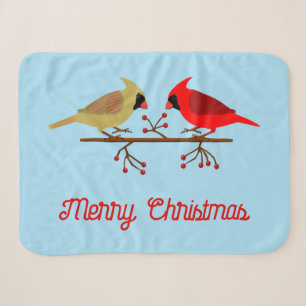 Cute Christmas Cardinals and Red Berries Custom Sherpa Blanket