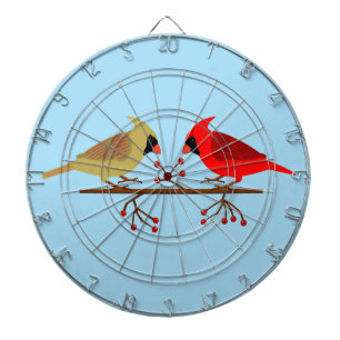 Cute Christmas Cardinals and Red Berries Dartboard