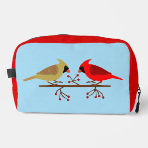 Cute Christmas Cardinals and Red Berries Dopp Kit