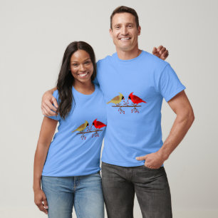 Cute Christmas Cardinals and Red Berries T-Shirt