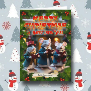 Cute Christmas Carol Mice Christian Custom Photo Holiday Postcard