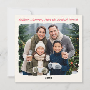Cute Christmas Caroler "fa la fluff" Holiday Card