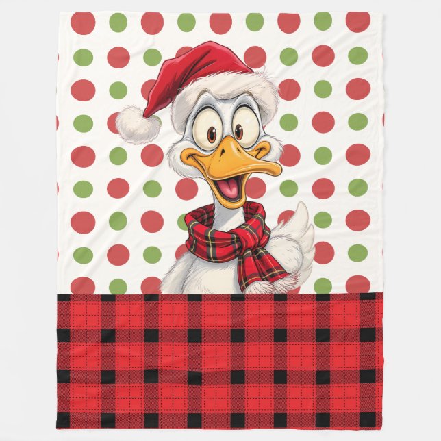 Cute Christmas Cartoon duck Fleece Blanket (Front)