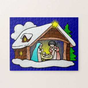 Cute Christmas Cartoon Nativity Jigsaw Puzzle