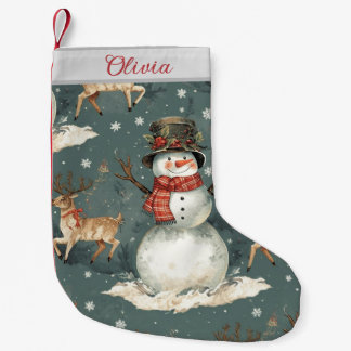 Cute Christmas Cartoon Snowman  Small Christmas Stocking