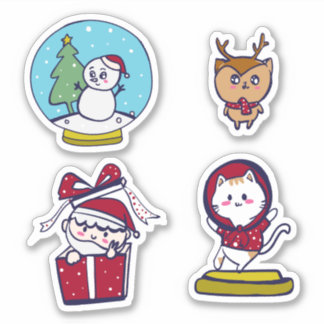 cute christmas cartoon stickers by NATTTSPACE