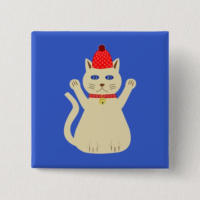 Cute Christmas Cat 15 Cm Square Badge (Front)