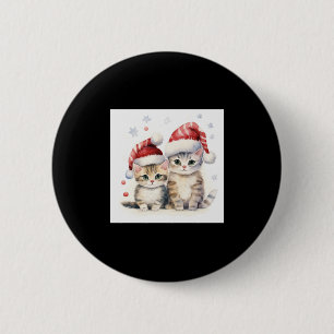 Cute Christmas Cat 6 Cm Round Badge