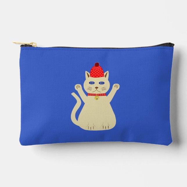 Cute Christmas Cat Accessory Pouch (Front)
