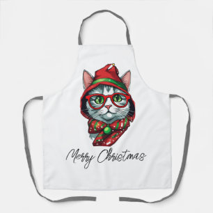 Cute Christmas Cat Aprons, Kids Mens Womens Chef Apron