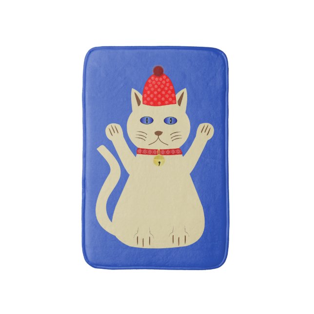 Cute Christmas Cat Bath Mat (Front Vertical)