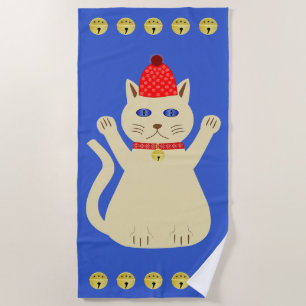 Cute Christmas Cat Beach Towel
