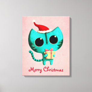 Cute Christmas Cat Canvas Print