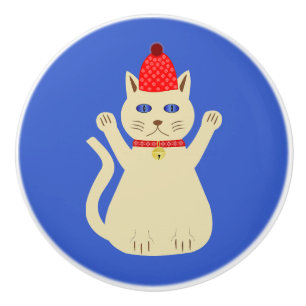 Cute Christmas Cat Ceramic Knob