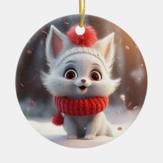 Cute Christmas Cat Ceramic Tree Decoration