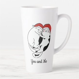 Cute Christmas cat couples in love minimalist  Latte Mug