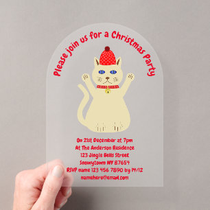 Cute Christmas Cat Custom Acrylic Invitations