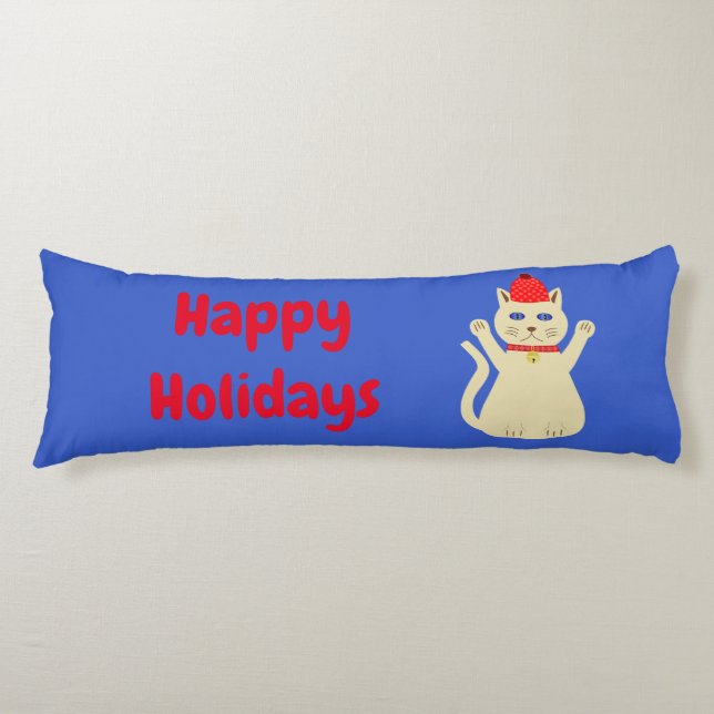 Cute Christmas Cat Custom Body Cushion (Front)