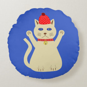 Cute Christmas Cat Custom Double Sided Round Cushion