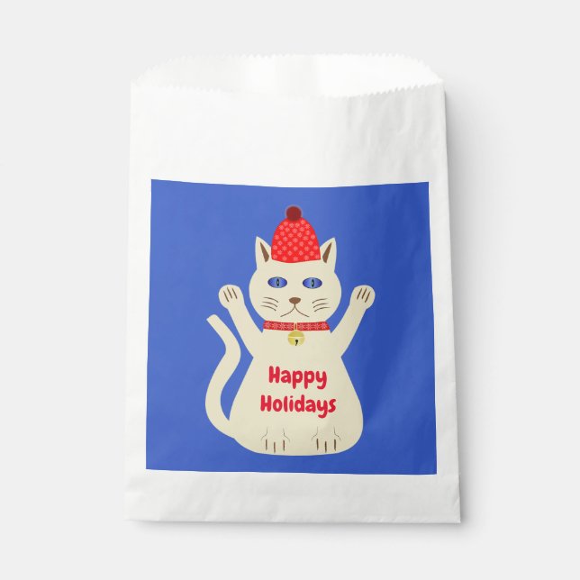 Cute Christmas Cat Custom Favour Bags (Front)