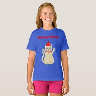 Cute Christmas Cat Custom Message T-Shirt