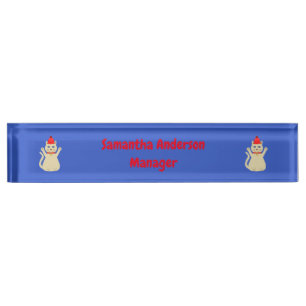 Cute Christmas Cat Custom Nameplate