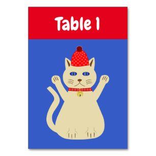 Cute Christmas Cat Custom Party Table Number