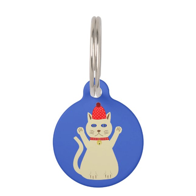 Cute Christmas Cat Custom Pet Tag (Front)