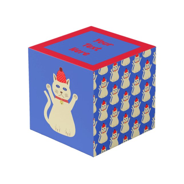 Cute Christmas Cat Custom Photo Upload Cube (Front Angled)